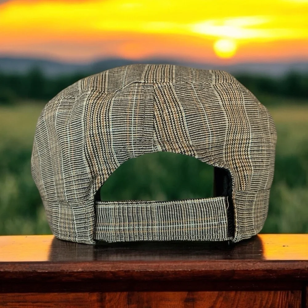 Santiago Hat Co 100% Cotton Beige Plaid Brim Hat Adjustable One Size Fits Most - Picture 3 of 6